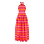 Emilia Wickstead Sweeny Dress in Hot Pink & Orange Striped Taffeta Faille