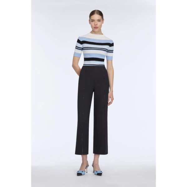 Emilia Wickstead Toma Knit Top in Blue, Black & White Merino Wool, view 4