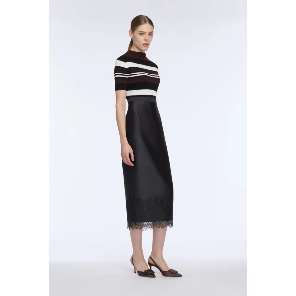 Emilia Wickstead Toma Knit Top in Brown, Black & White Merino Wool, view 2