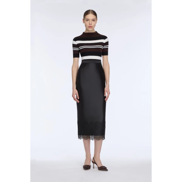 Emilia Wickstead Toma Knit Top in Brown, Black & White Merino Wool, view 6