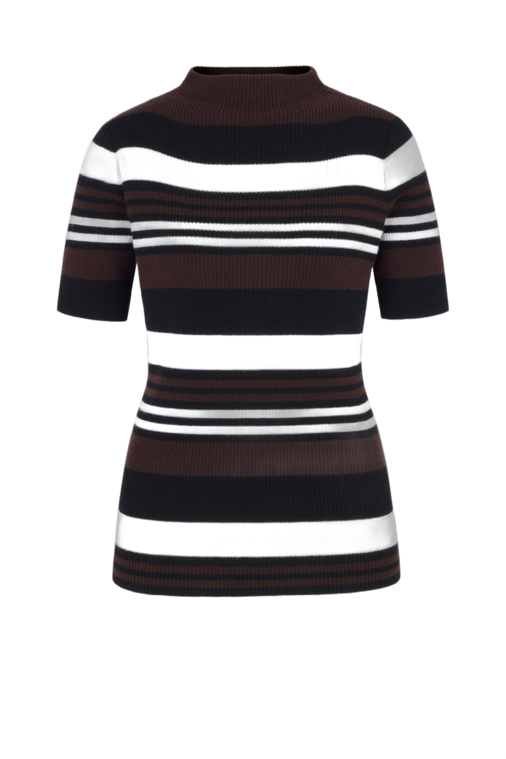 Emilia Wickstead Toma Knit Top in Brown, Black & White Merino Wool