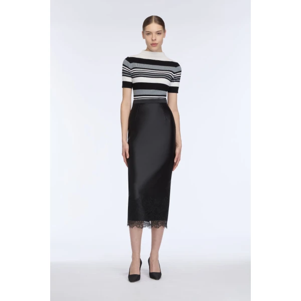 Emilia Wickstead Toma Knit Top in Grey, Black & White Merino Wool, view 3