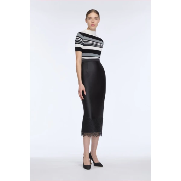 Emilia Wickstead Toma Knit Top in Grey, Black & White Merino Wool, view 4