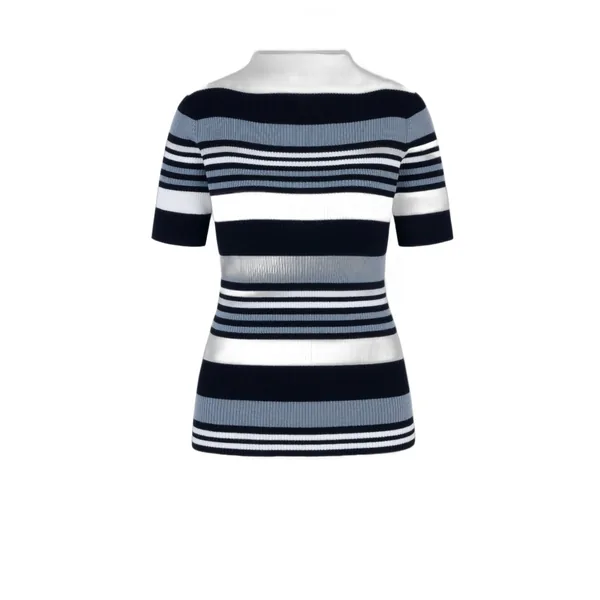 Emilia Wickstead Toma Knit Top in Grey, Black & White Merino Wool