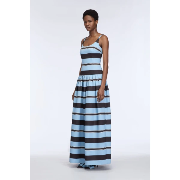Emilia Wickstead Tristesse Dress in Blue & Black Taffeta Faille, view 2
