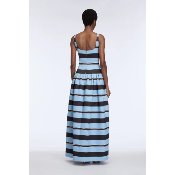 Emilia Wickstead Tristesse Dress in Blue & Black Taffeta Faille, view 5