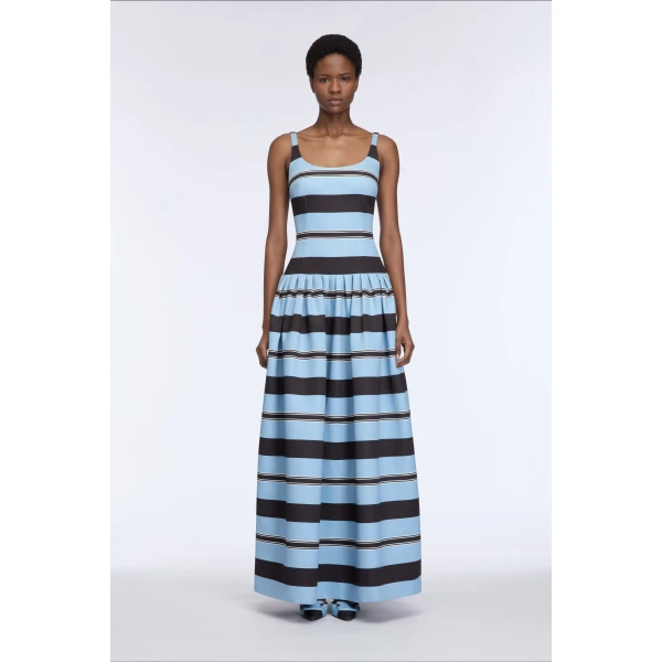 Emilia Wickstead Tristesse Dress in Blue & Black Taffeta Faille, view 6