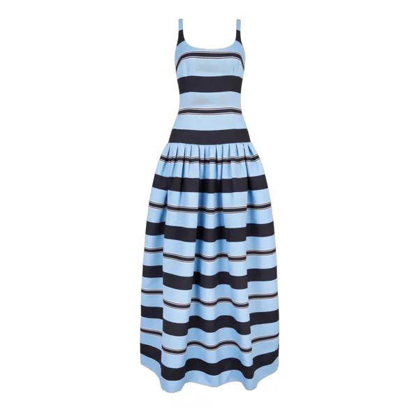 Emilia Wickstead Tristesse Dress in Blue & Black Taffeta Faille