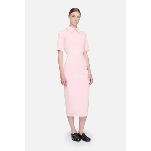 Emilia Wickstead Valletta Dress in Light Pink Single Wool Crepe, view 2