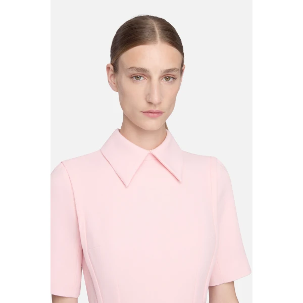 Emilia Wickstead Valletta Dress in Light Pink Single Wool Crepe, view 4