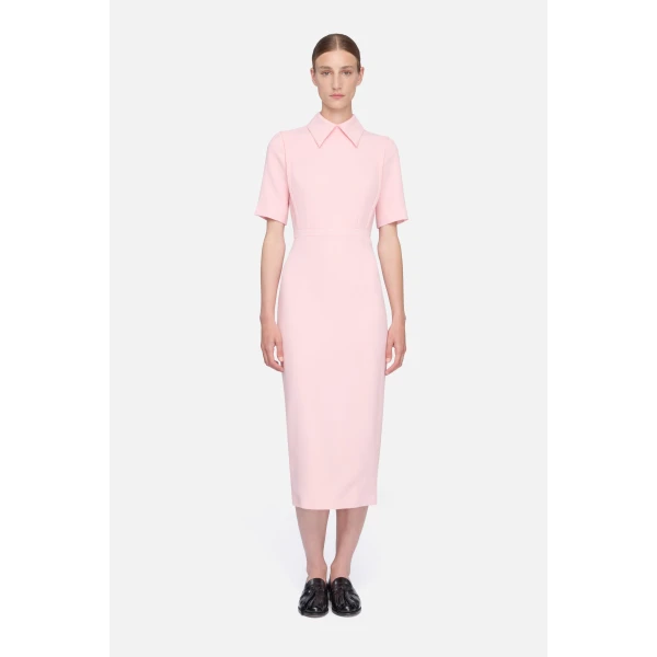 Emilia Wickstead Valletta Dress in Light Pink Single Wool Crepe, view 6