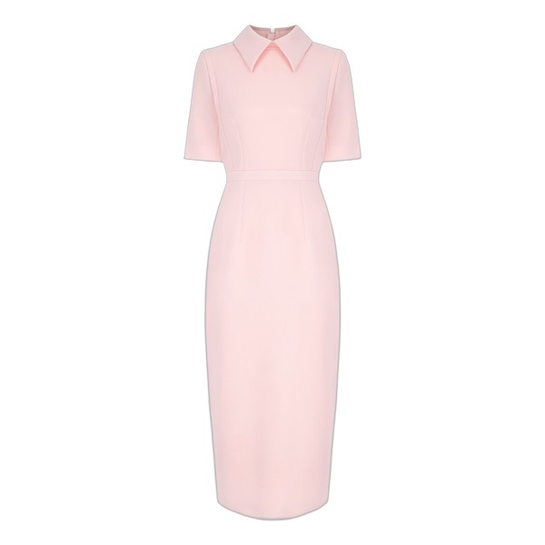 Emilia Wickstead Valletta Dress in Light Pink Single Wool Crepe
