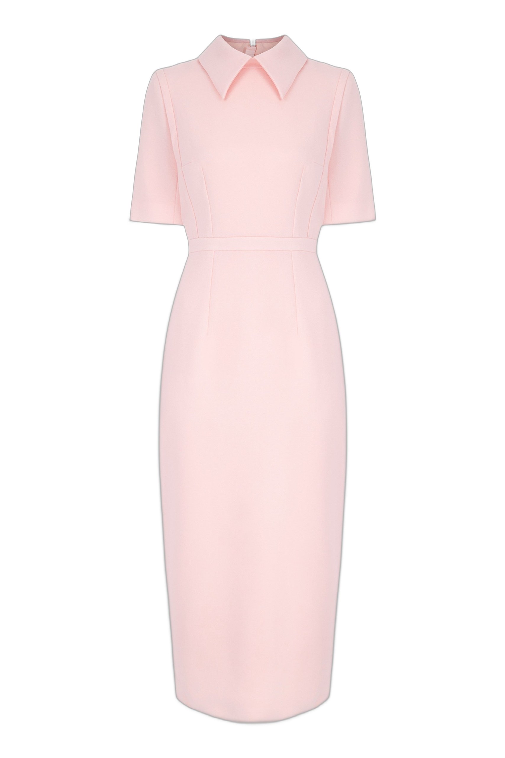 Emilia Wickstead Valletta Dress in Light Pink Single Wool Crepe