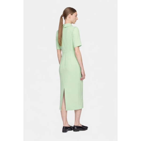 Emilia Wickstead Valletta Dress in Pale Green Single Wool Crepe, view 4