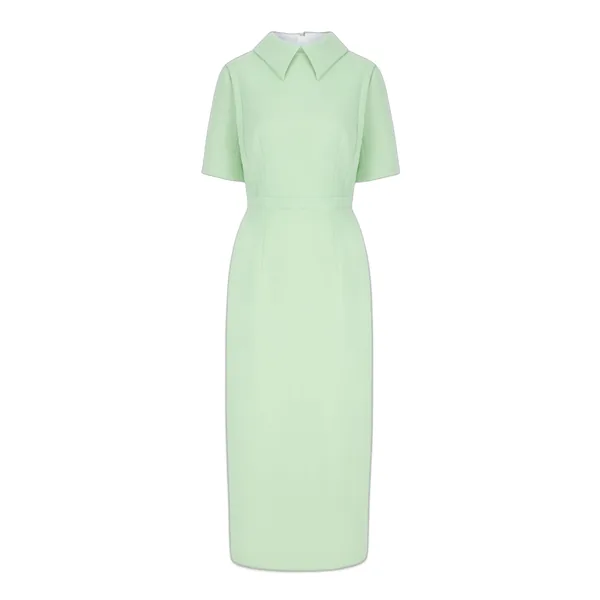 Emilia Wickstead Valletta Dress in Pale Green Single Wool Crepe