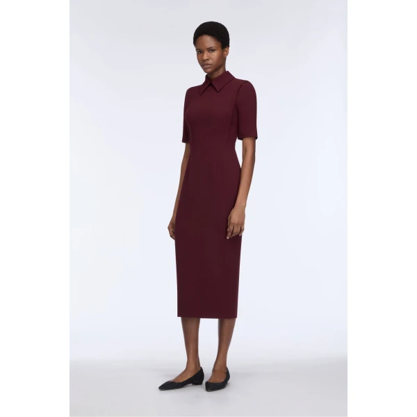 Emilia Wickstead Valletta Dress in Plum Single Wool Crepe, view 3