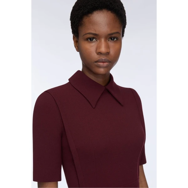 Emilia Wickstead Valletta Dress in Plum Single Wool Crepe, view 4