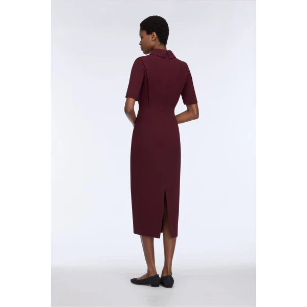 Emilia Wickstead Valletta Dress in Plum Single Wool Crepe, view 5