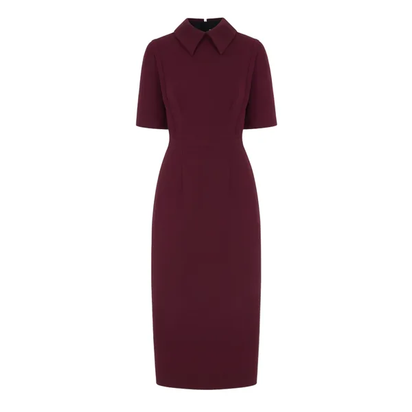 Emilia Wickstead Valletta Dress in Plum Single Wool Crepe