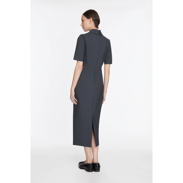 Emilia Wickstead Valletta in Charcoal Summer Wool Dress, view 5