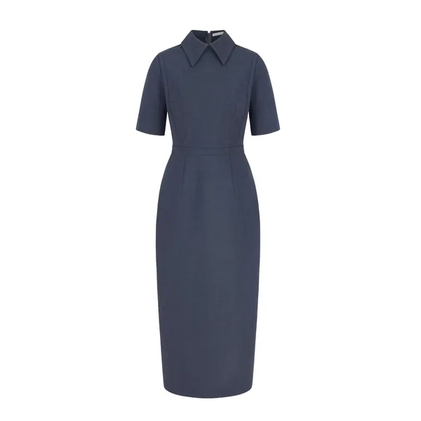 Emilia Wickstead Valletta in Charcoal Summer Wool Dress