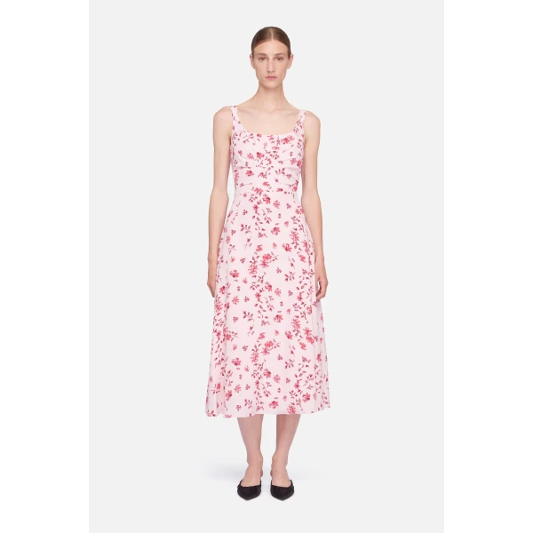 Emilia Wickstead Verena Dress in Pink Scattered Daisies on Silk, view 6