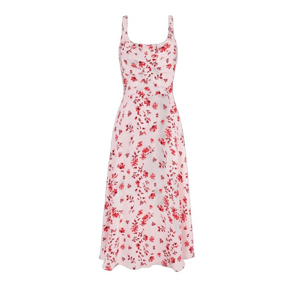 Emilia Wickstead Verena Dress in Pink Scattered Daisies on Silk