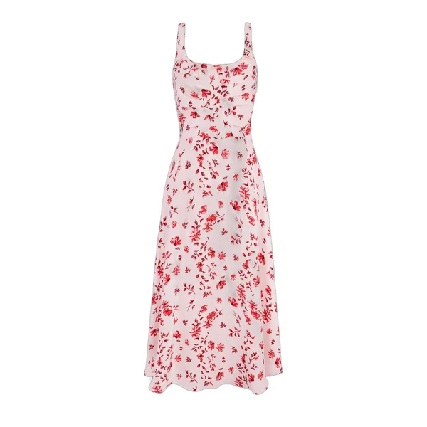 Emilia Wickstead Verena Dress in Pink Scattered Daisies on Silk