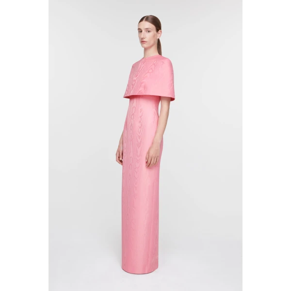 Emilia Wickstead Virginie Cape in Pink Moire Mikado, view 3