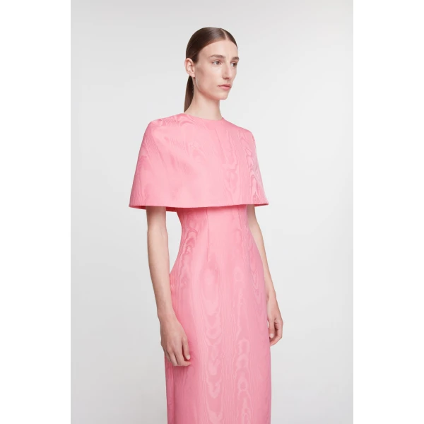 Emilia Wickstead Virginie Cape in Pink Moire Mikado, view 4