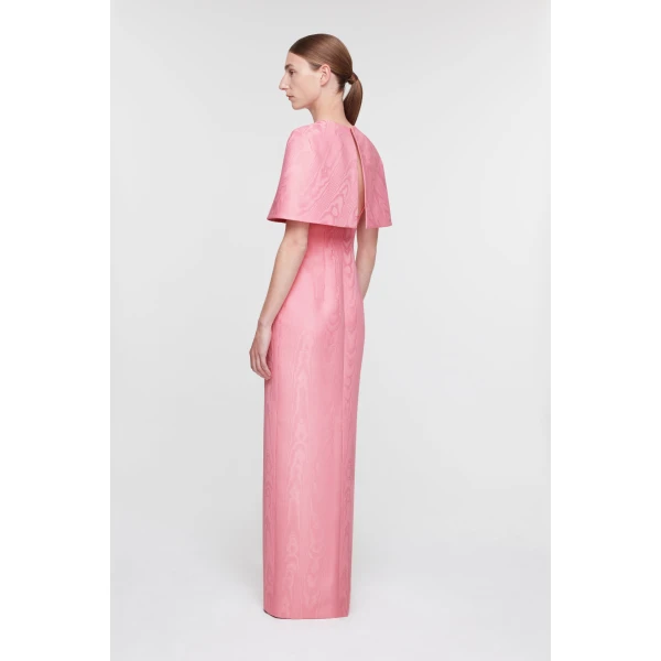 Emilia Wickstead Virginie Cape in Pink Moire Mikado, view 5