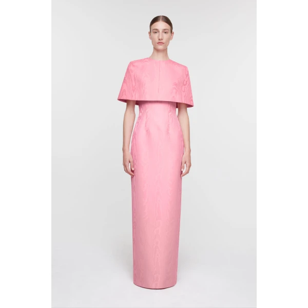 Emilia Wickstead Virginie Cape in Pink Moire Mikado, view 6