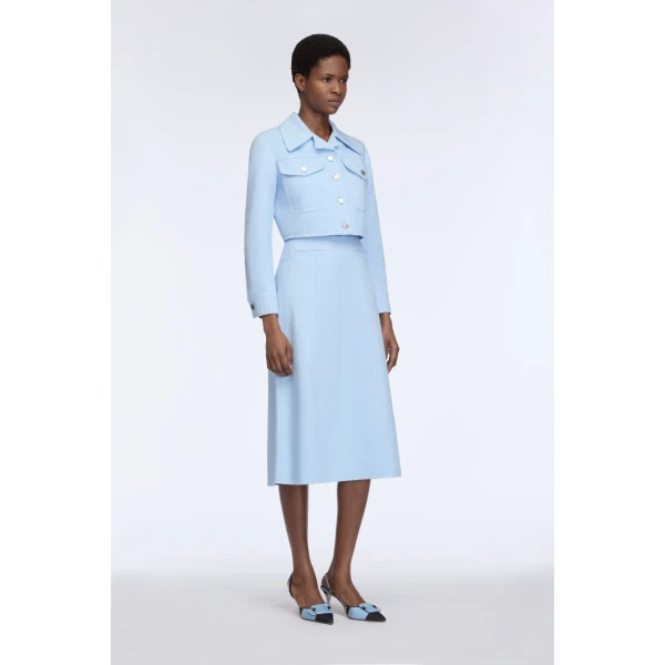 Emilia Wickstead Wilder Skirt in Icy Blue Denim, view 2