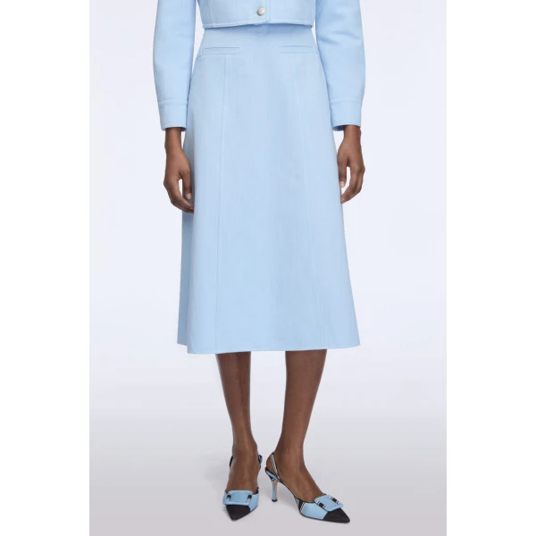 Emilia Wickstead Wilder Skirt in Icy Blue Denim, view 4