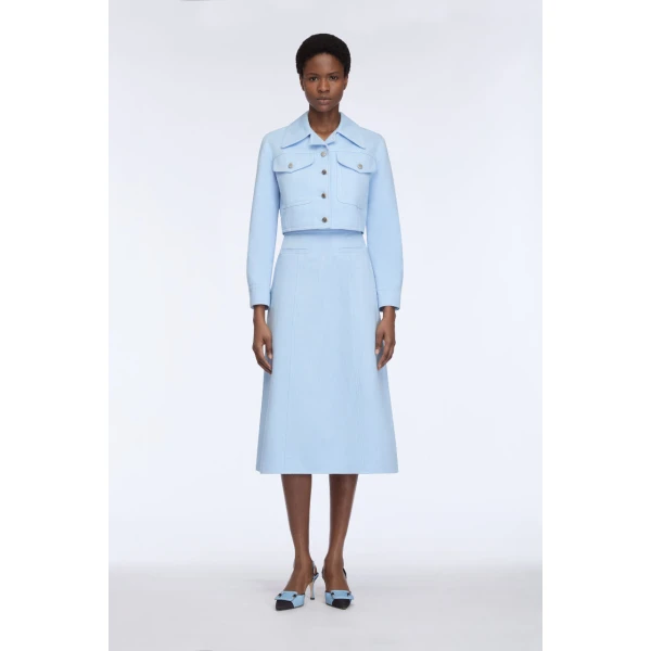 Emilia Wickstead Wilder Skirt in Icy Blue Denim, view 6
