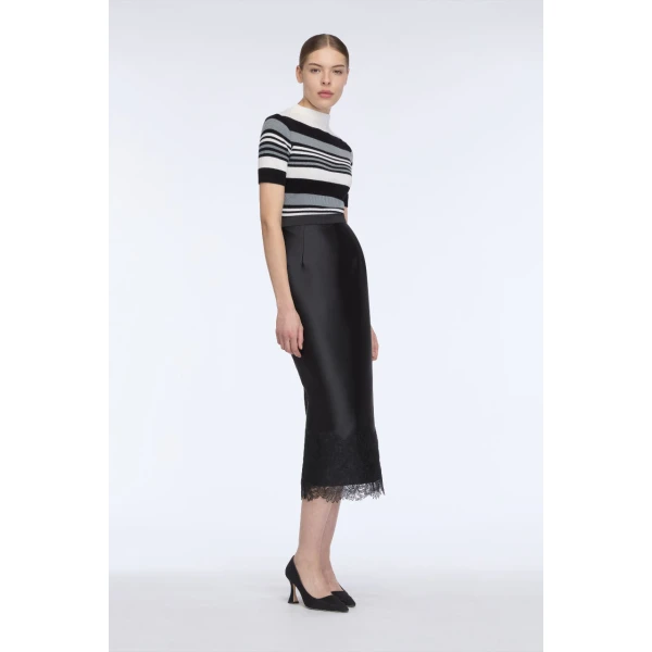 Emilia Wickstead Winny Skirt in Black Cloque, view 3