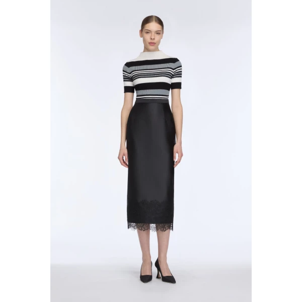 Emilia Wickstead Winny Skirt in Black Cloque, view 6