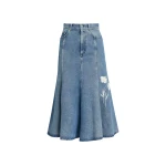 Erdem Embroidered Denim Midi Skirt