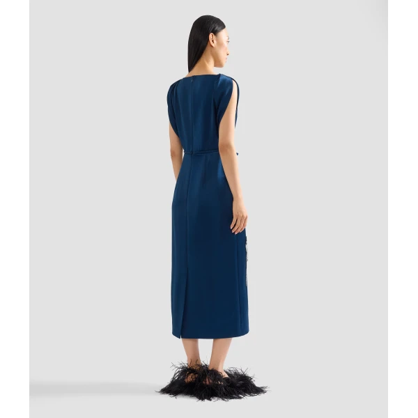 Erdem Embroidered Satin Short Sleeve Midi Dress, view 3