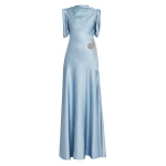 Erdem Embroidered Satin Sleeveless Gown
