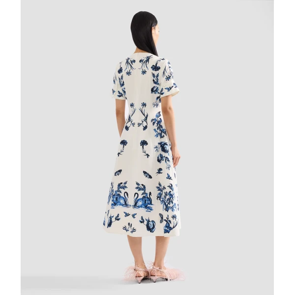 Erdem Floral Cotton Faille Short Sleeve Midi Dress, view 2