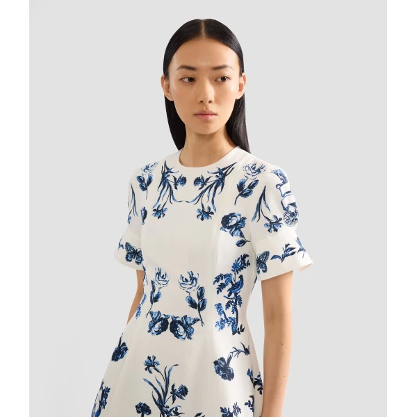 Erdem Floral Cotton Faille Short Sleeve Midi Dress, view 4