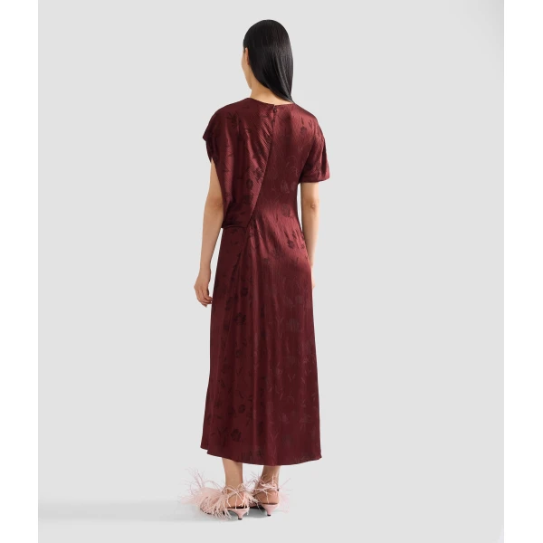 Erdem Floral Creponne Jacquard Short Sleeve Midi Dress, view 3