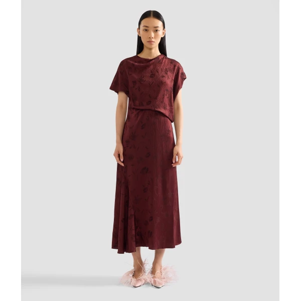 Erdem Floral Creponne Jacquard Short Sleeve Midi Dress, view 4