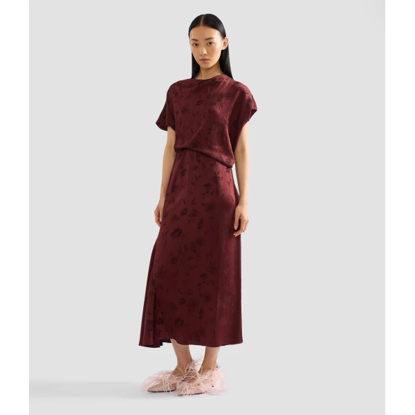 Erdem Floral Creponne Jacquard Short Sleeve Midi Dress, view 6