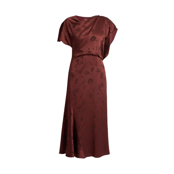 Erdem Floral Creponne Jacquard Short Sleeve Midi Dress