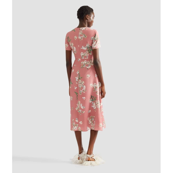 Erdem Floral Stretch Cady Draped Midi Dress, view 2