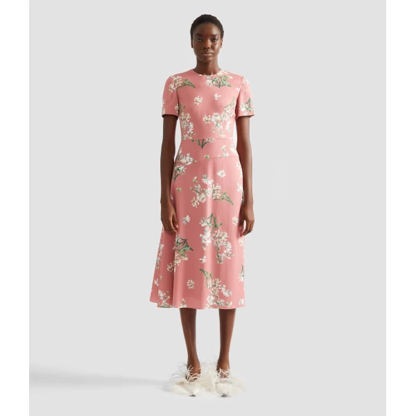 Erdem Floral Stretch Cady Draped Midi Dress, view 4