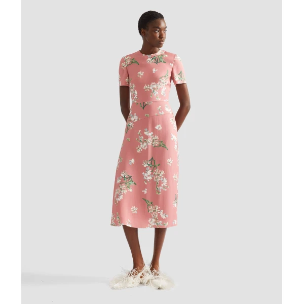 Erdem Floral Stretch Cady Draped Midi Dress, view 6