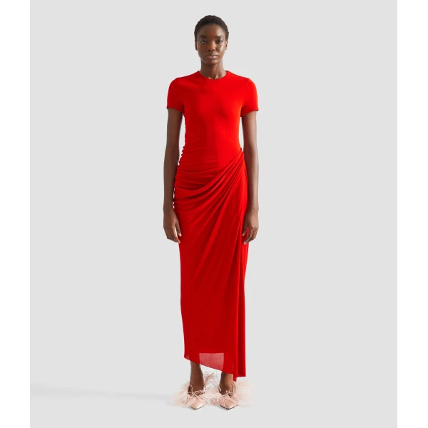 Erdem Fluid Crepe Jersey Short Sleeve Midi Dress, view 4